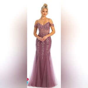 2024 Amethyst color sparkling prom dress by Camille La Vie.